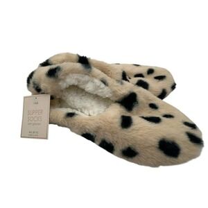 Slipper Socks with Grippers M/L (8-10) Fuzzy Cozy Animal‎ Print Indoor